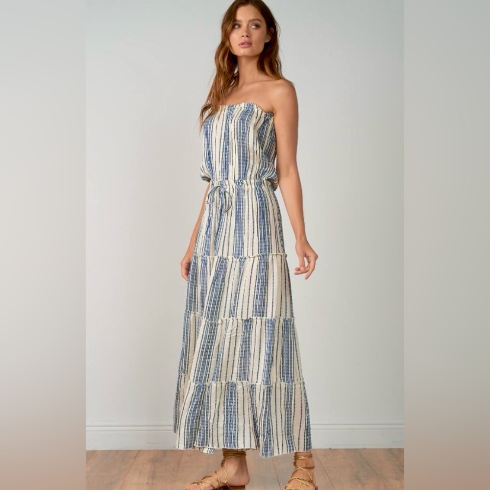 Elan Blue and White Striped Sleeveless Maxi Dress. Size S* - Picture 3 of 10